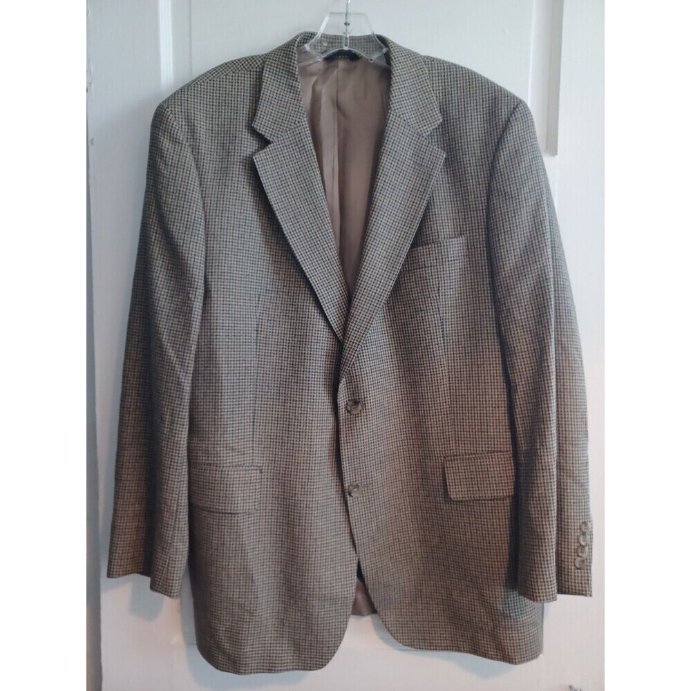 Jos. A Bank brown checked silk/wool sport jacket mens 44R blazer classic academi
